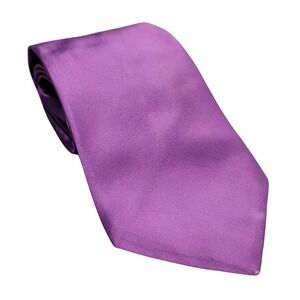 Brioni Tie Mens Purple Solid Satin Silk Finish 61" XL Necktie Formal Business